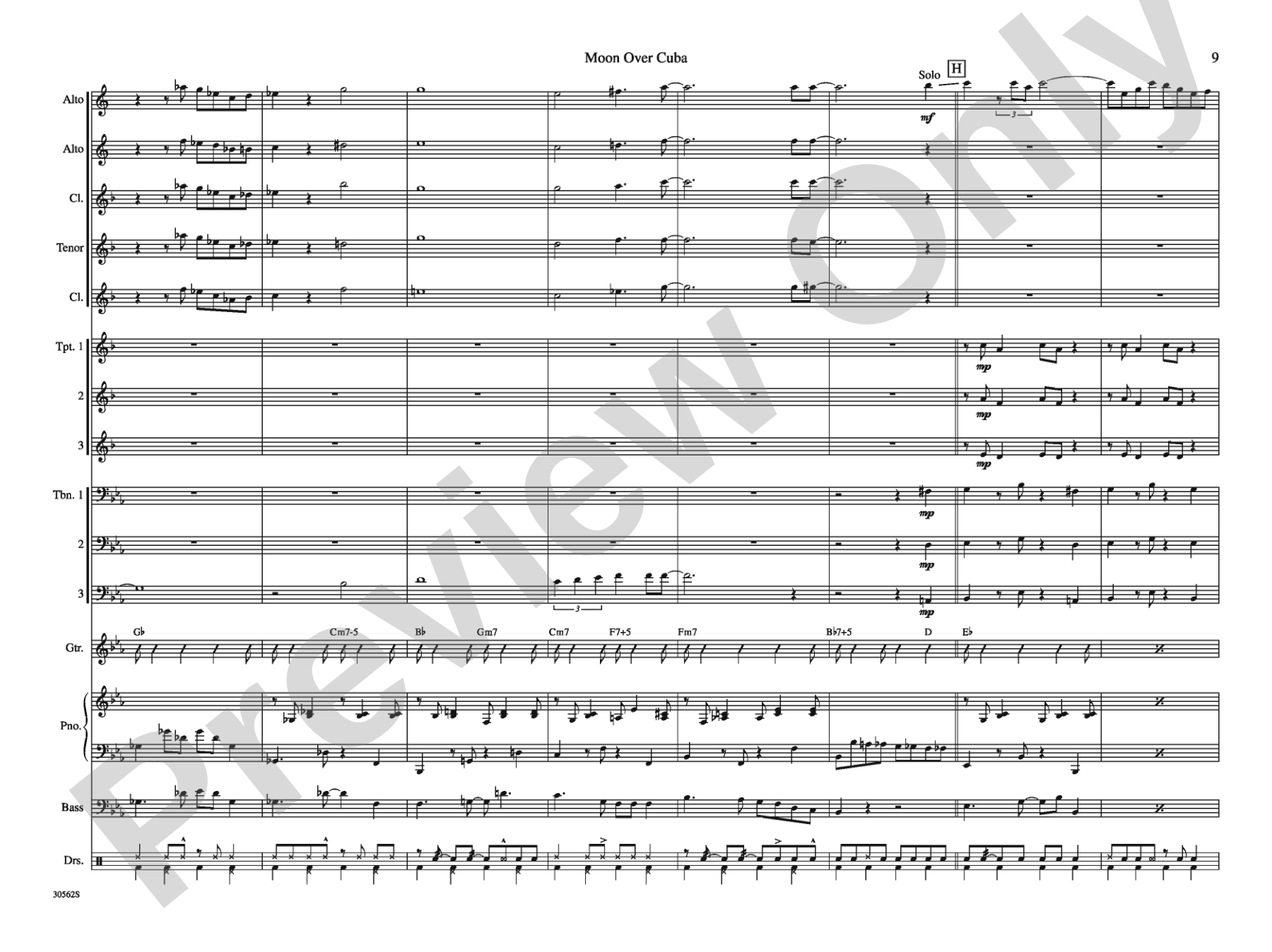Moon over Cuba: Jazz Ensemble Conductor Score & Parts