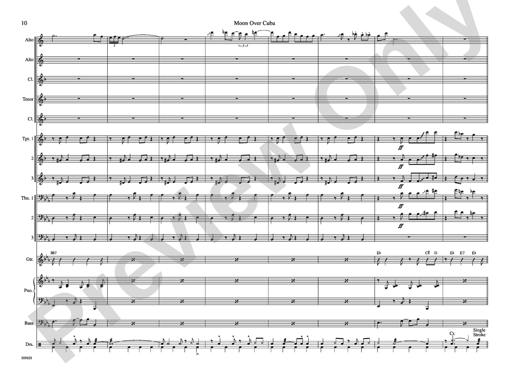 Moon over Cuba: Jazz Ensemble Conductor Score & Parts