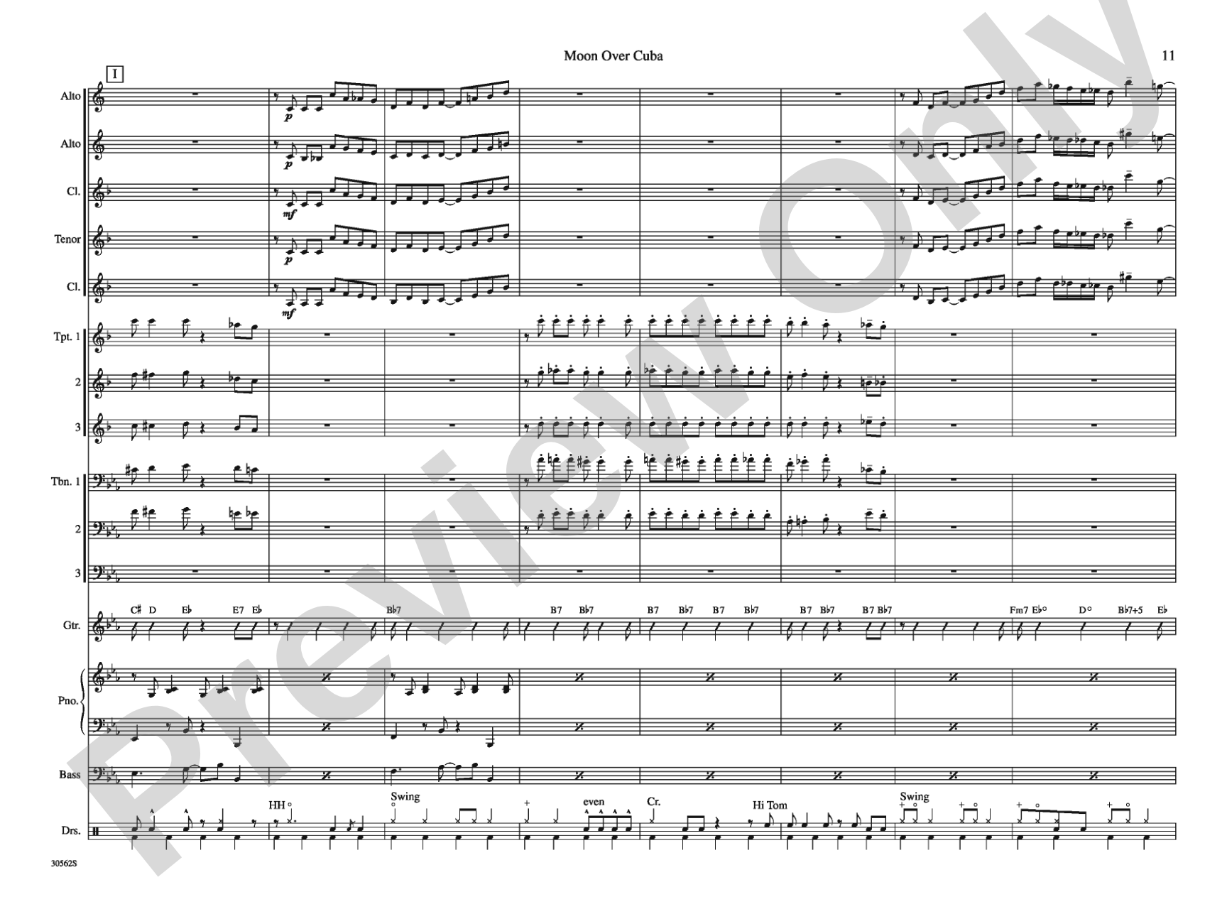Moon over Cuba: Jazz Ensemble Conductor Score & Parts