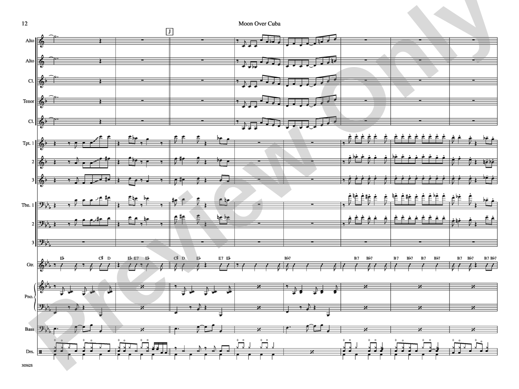 Moon over Cuba: Jazz Ensemble Conductor Score & Parts