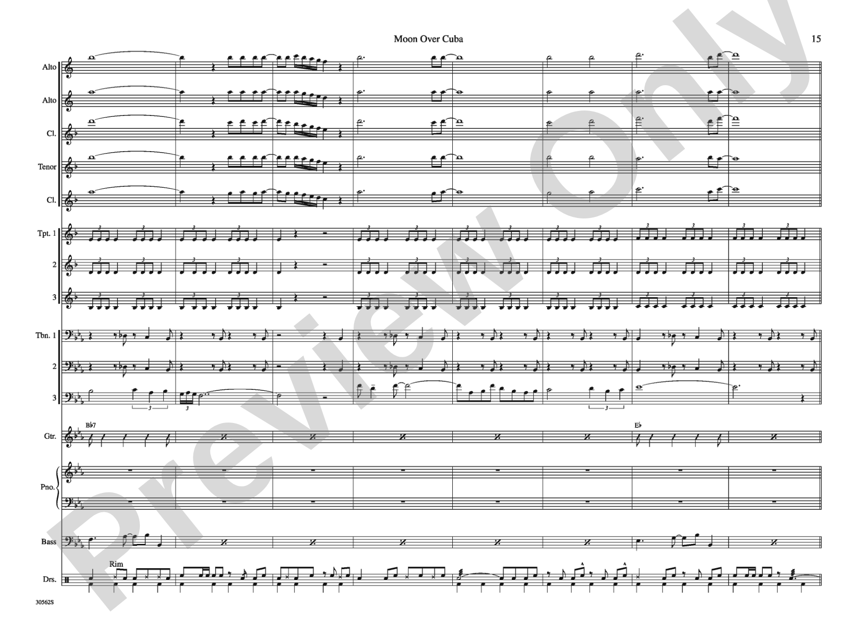 Moon over Cuba: Jazz Ensemble Conductor Score & Parts