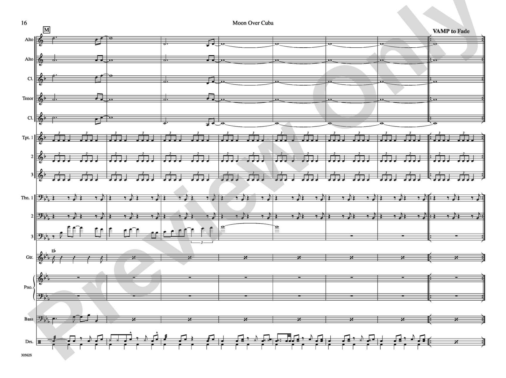 Moon over Cuba: Jazz Ensemble Conductor Score & Parts