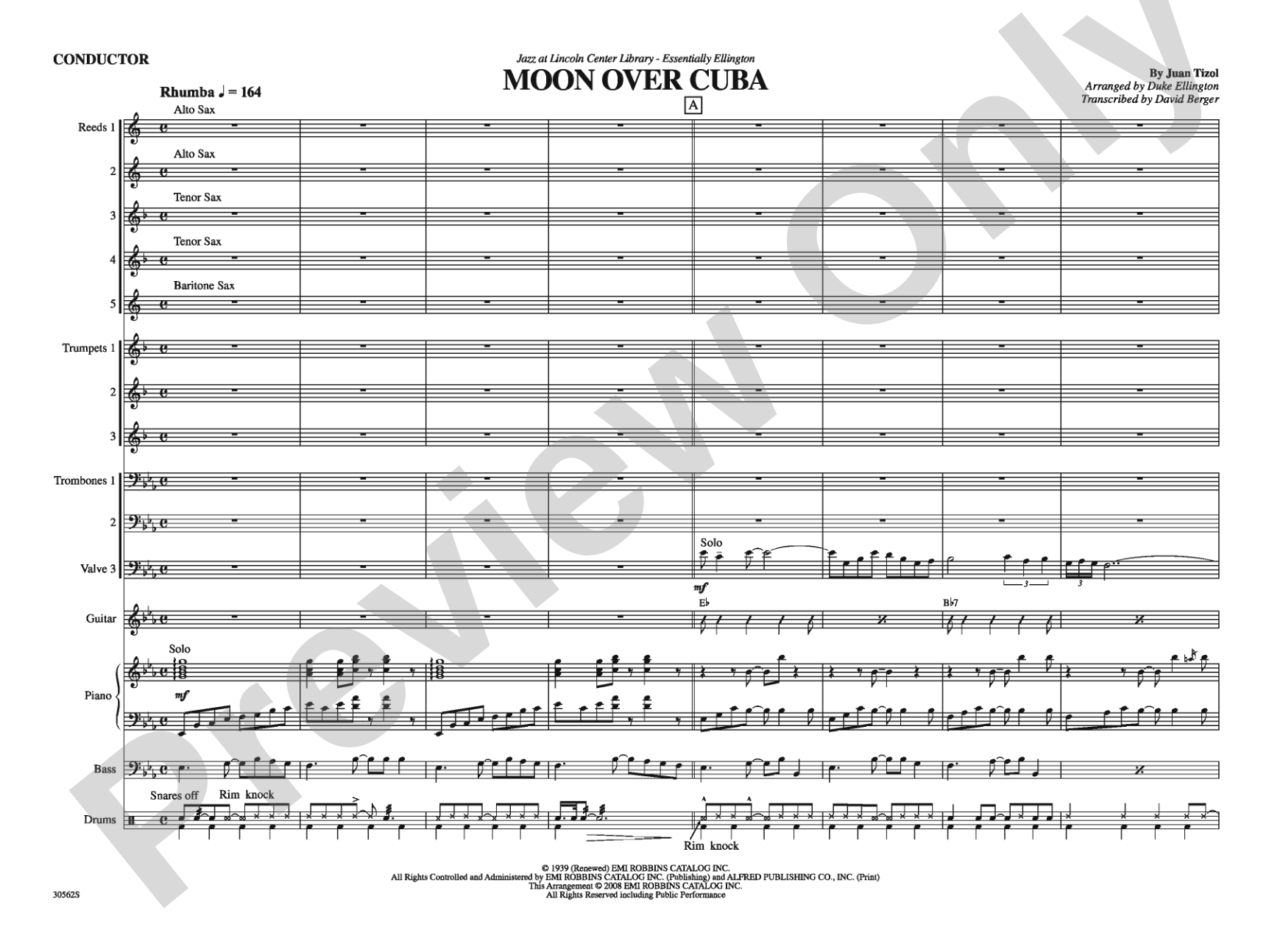 Moon over Cuba: Jazz Ensemble Conductor Score & Parts