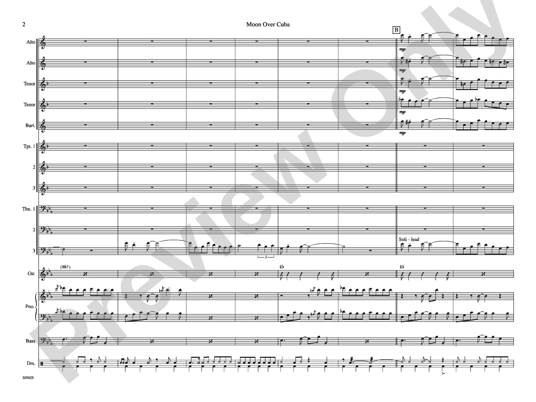 Moon over Cuba: Jazz Ensemble Conductor Score & Parts