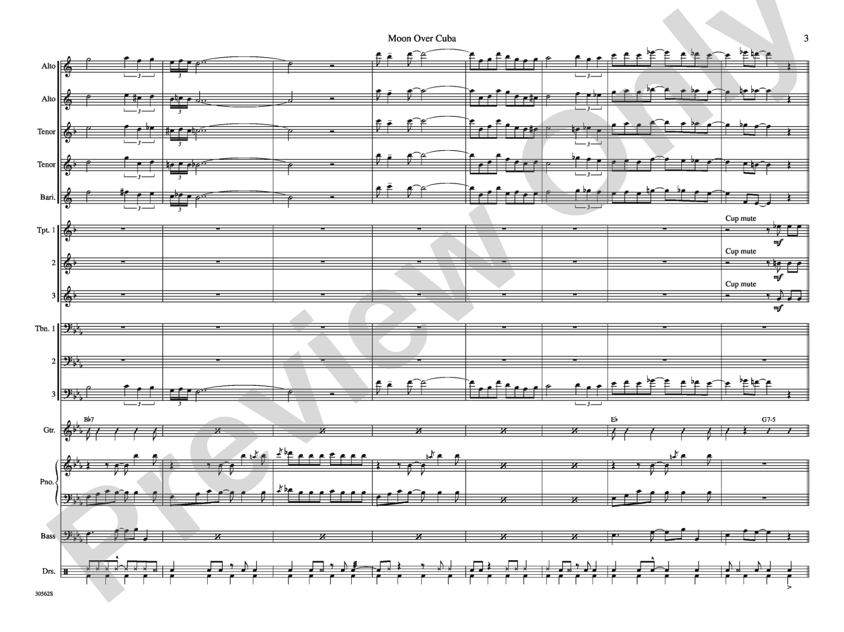 Moon over Cuba: Jazz Ensemble Conductor Score & Parts