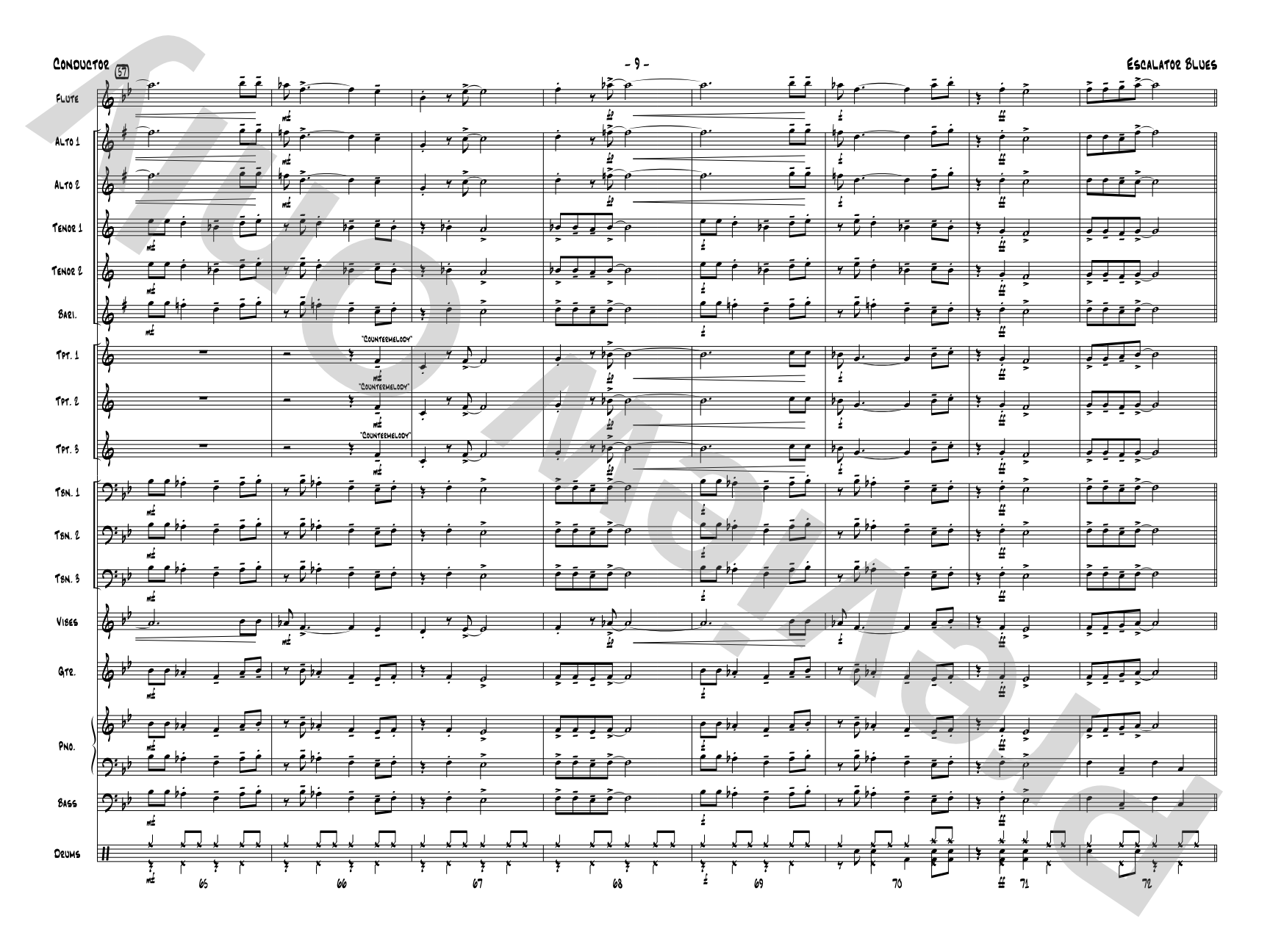 Escalator Blues: Jazz Ensemble Conductor Score & Parts