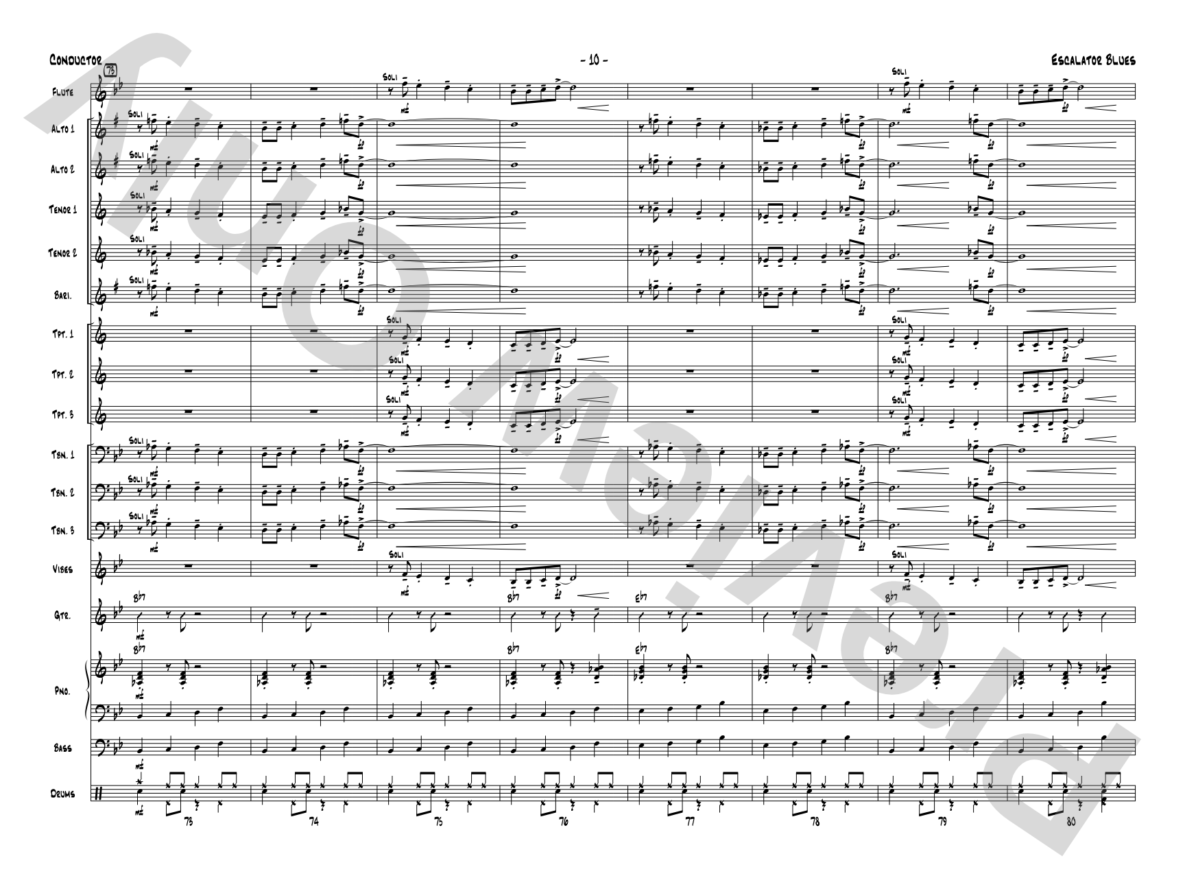 Escalator Blues: Jazz Ensemble Conductor Score & Parts