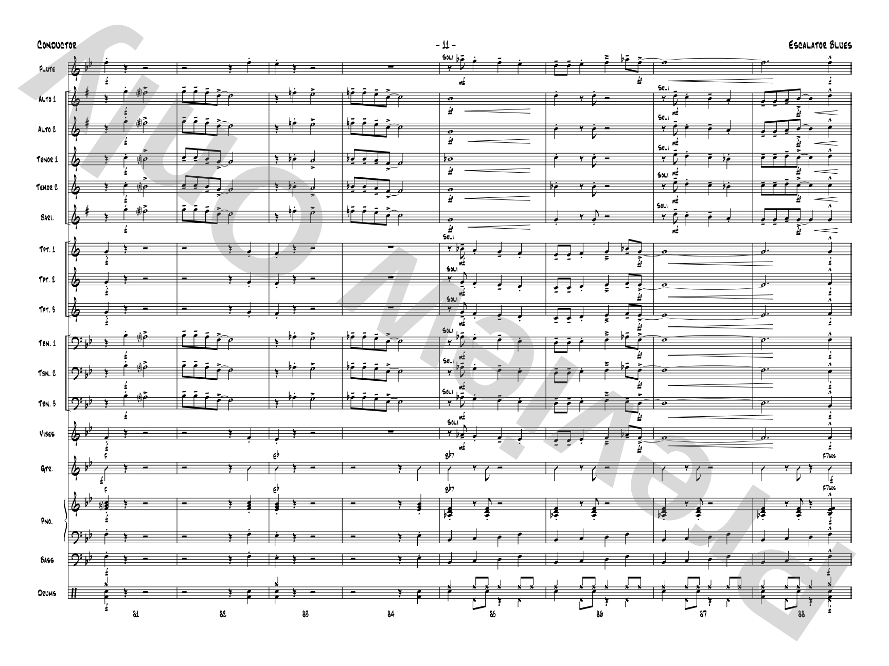 Escalator Blues: Jazz Ensemble Conductor Score & Parts