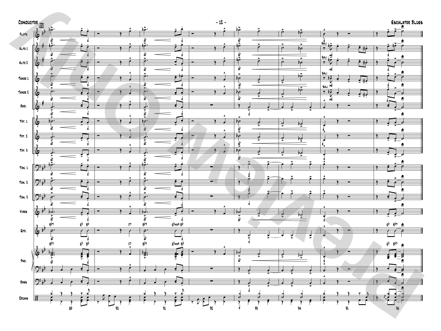 Escalator Blues: Jazz Ensemble Conductor Score & Parts