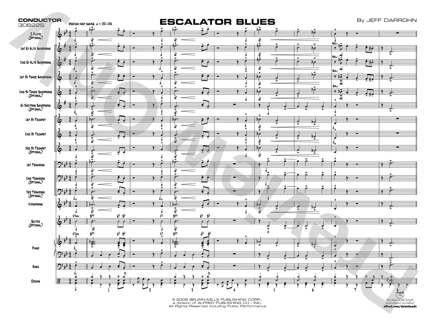 Escalator Blues: Jazz Ensemble Conductor Score & Parts