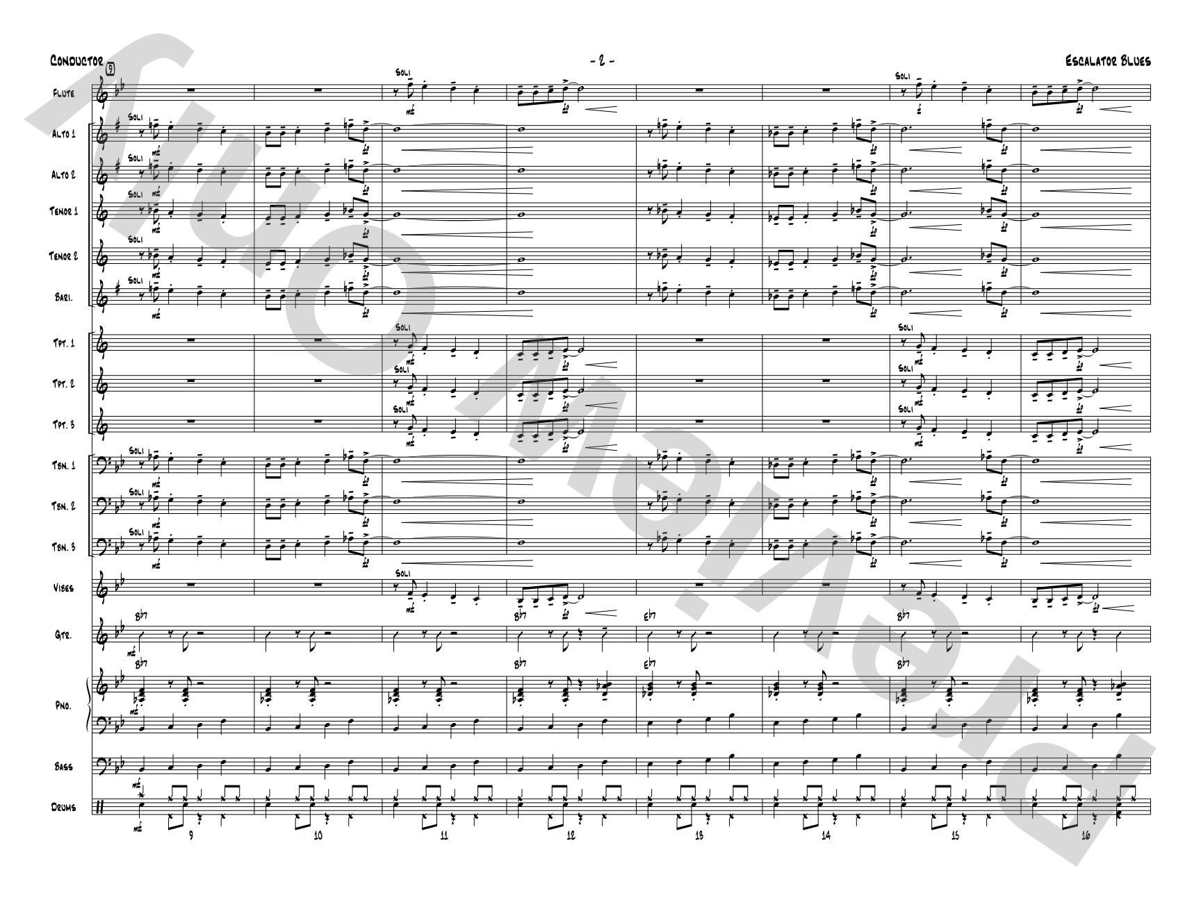 Escalator Blues: Jazz Ensemble Conductor Score & Parts