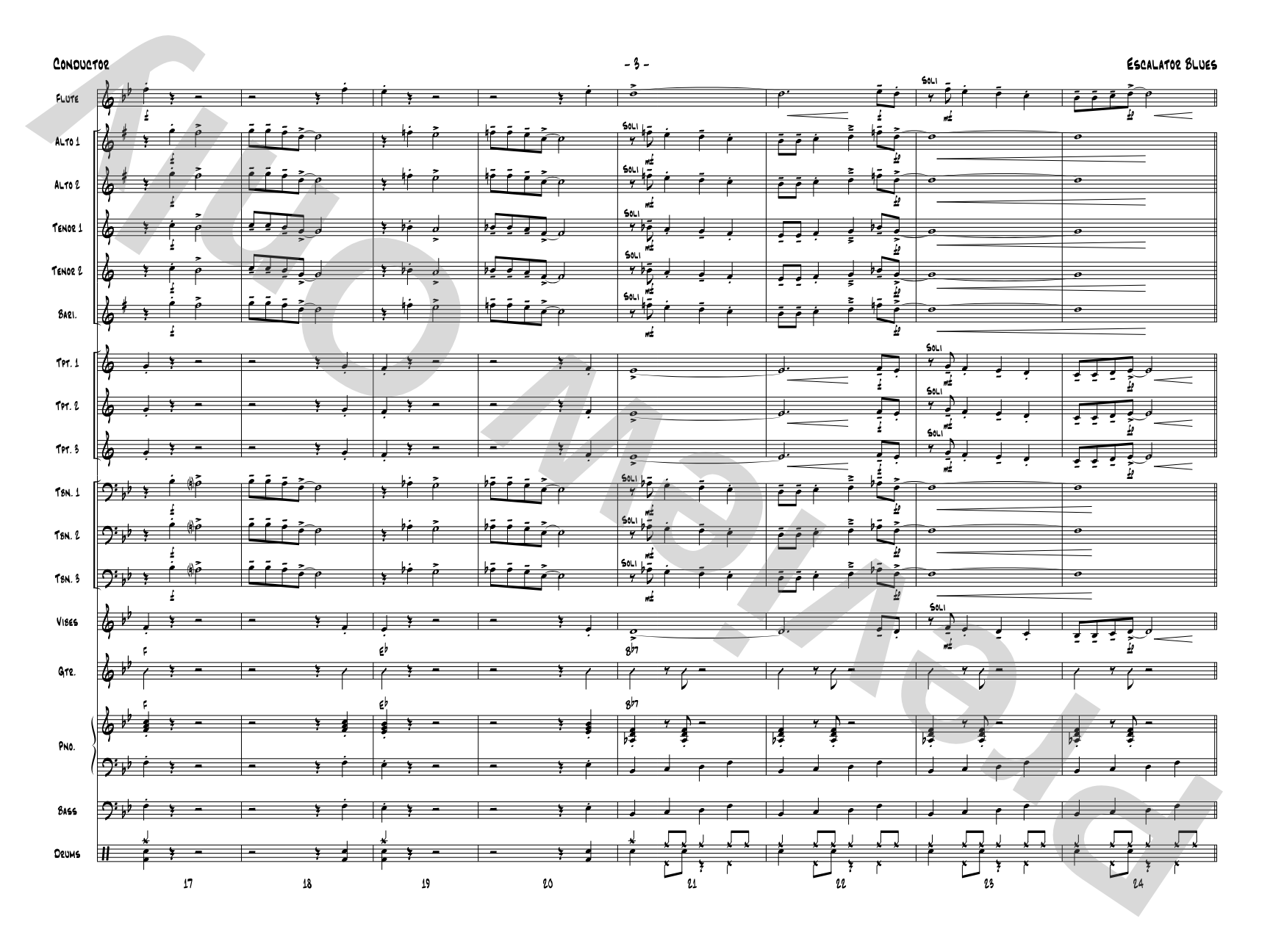 Escalator Blues: Jazz Ensemble Conductor Score & Parts