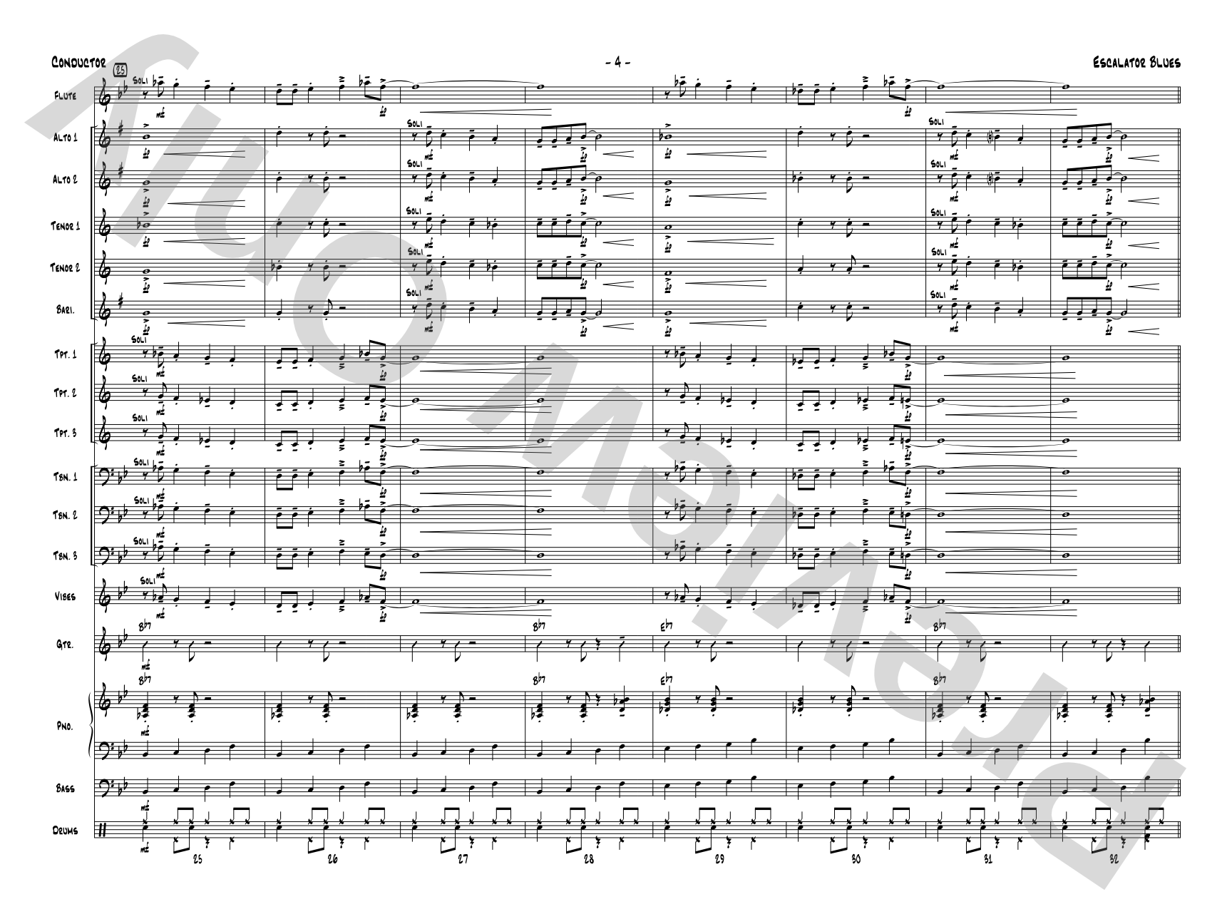 Escalator Blues: Jazz Ensemble Conductor Score & Parts
