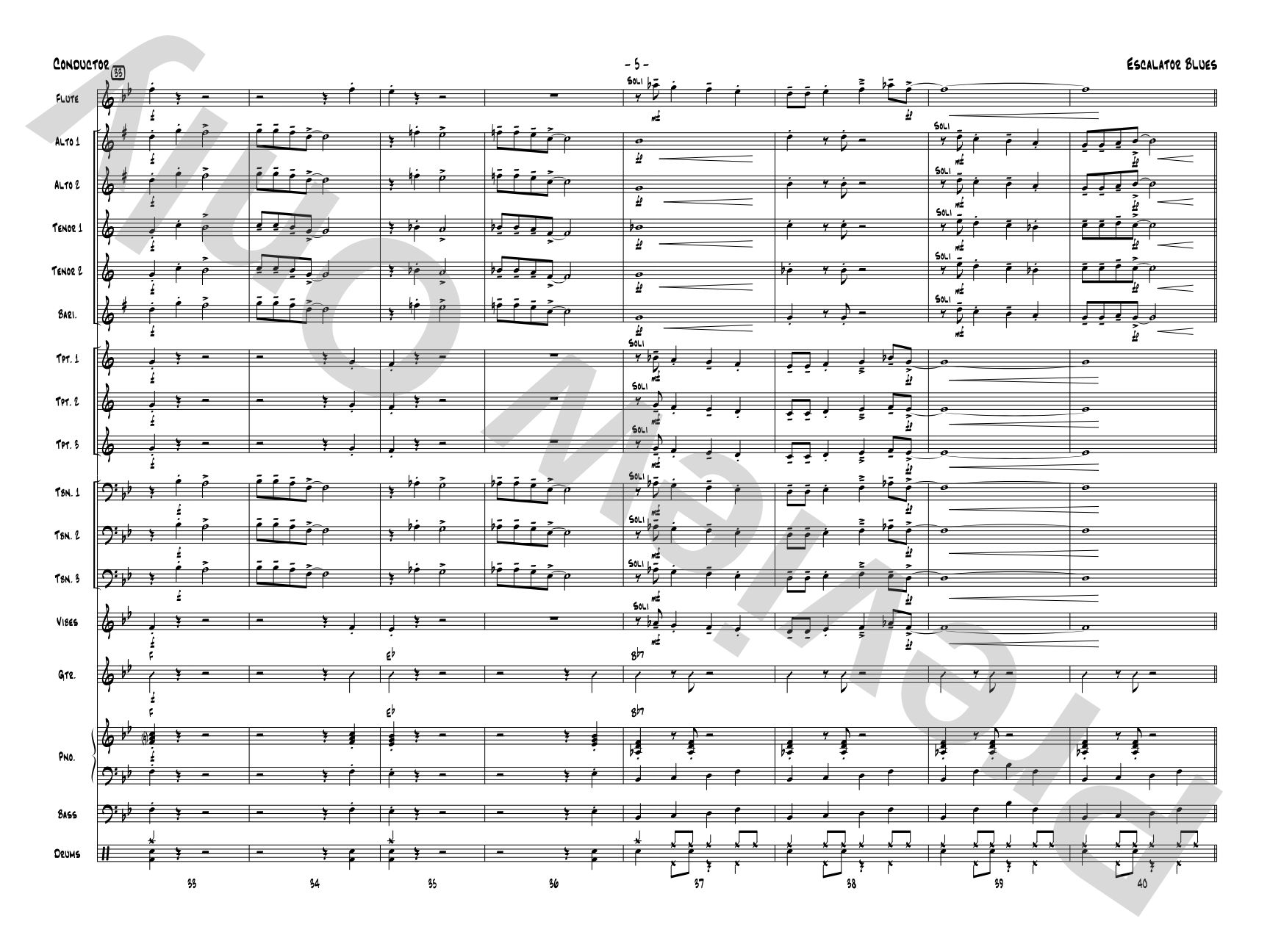 Escalator Blues: Jazz Ensemble Conductor Score & Parts