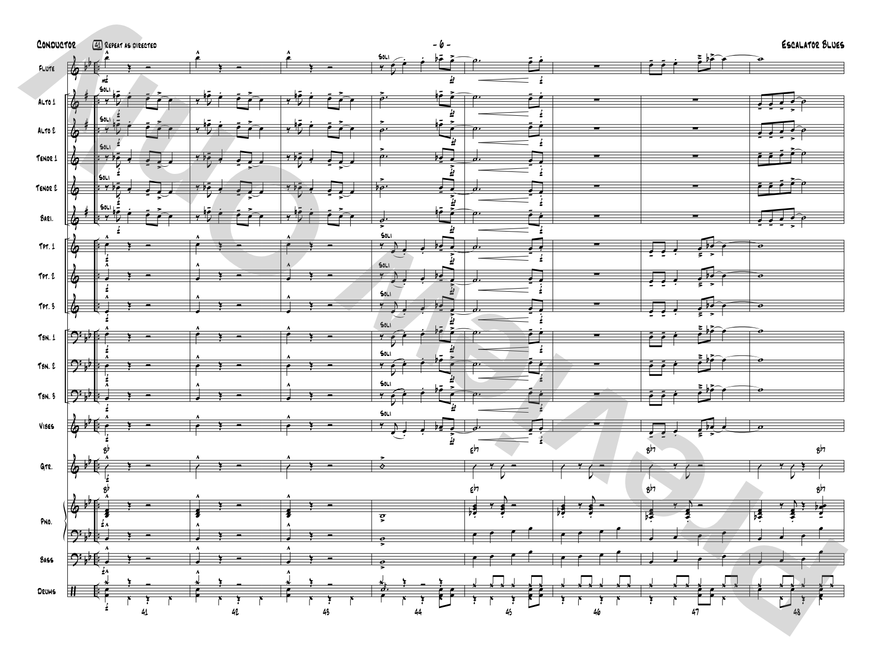 Escalator Blues: Jazz Ensemble Conductor Score & Parts