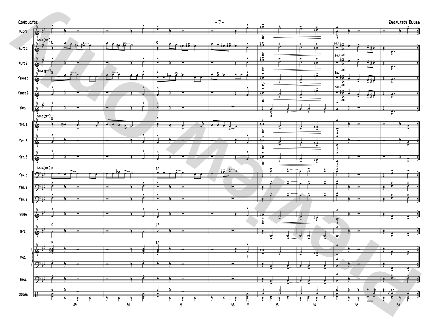 Escalator Blues: Jazz Ensemble Conductor Score & Parts