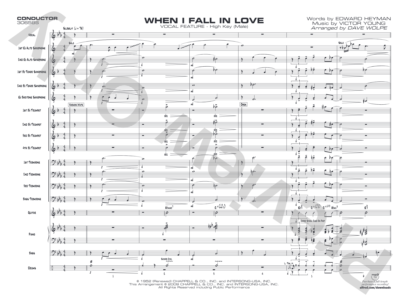 When I Fall in Love: Score