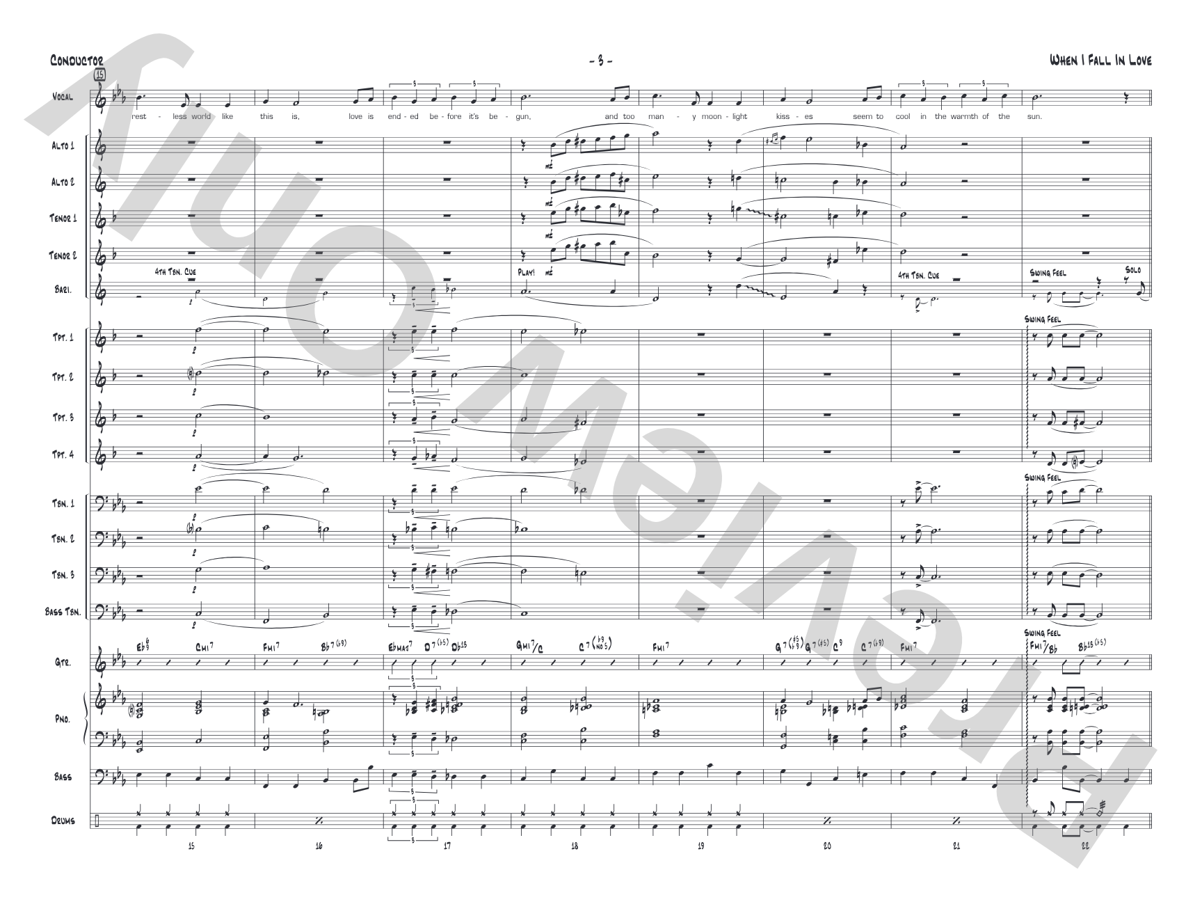 When I Fall in Love: Score