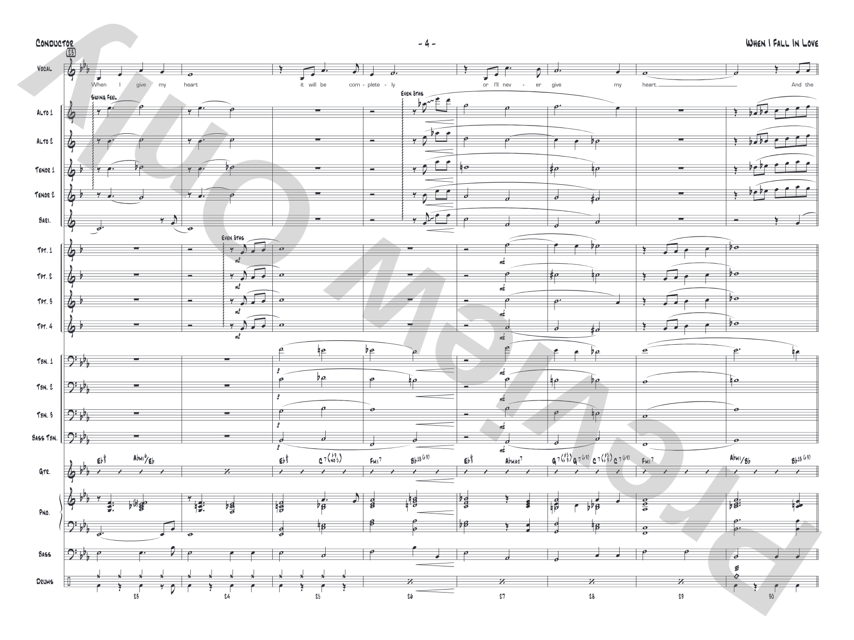 When I Fall in Love: Score