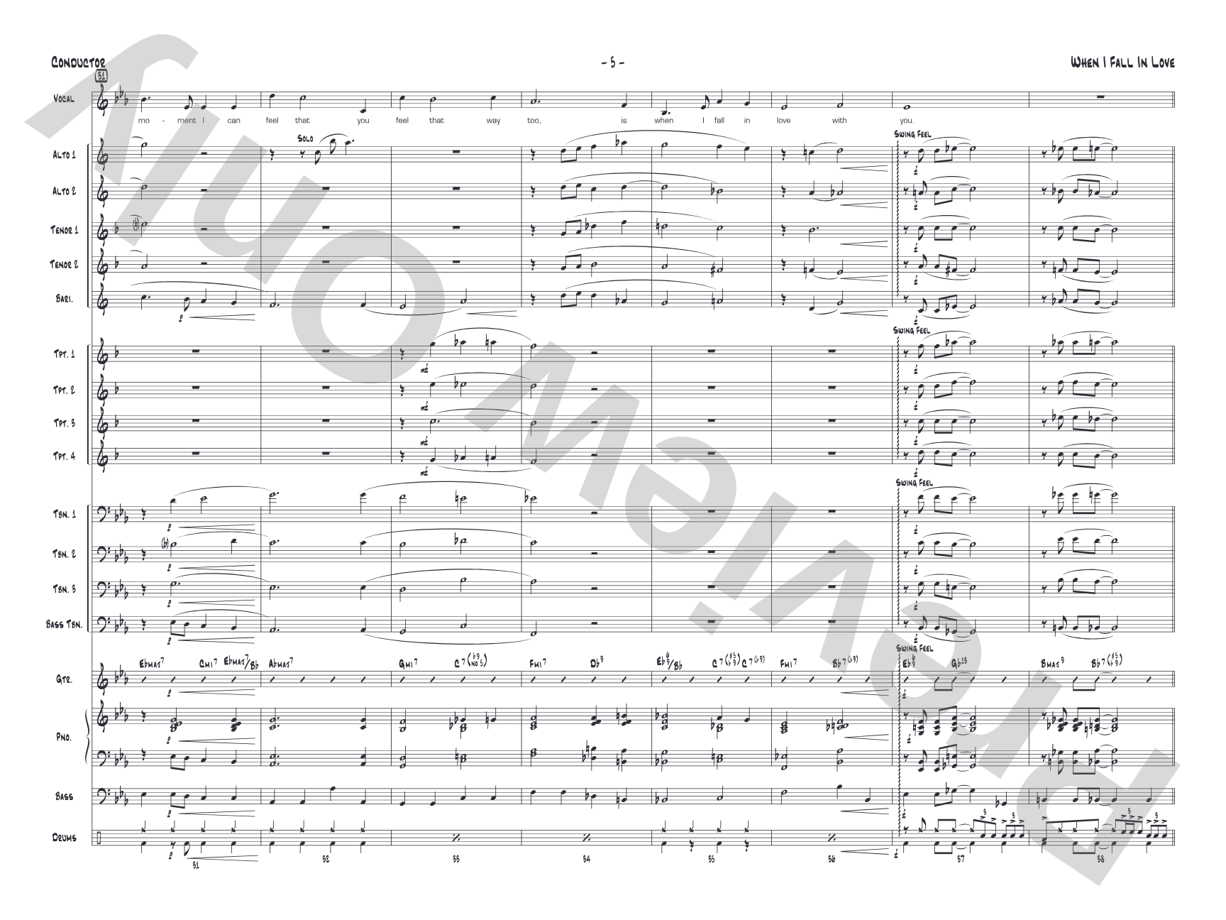 When I Fall in Love: Score