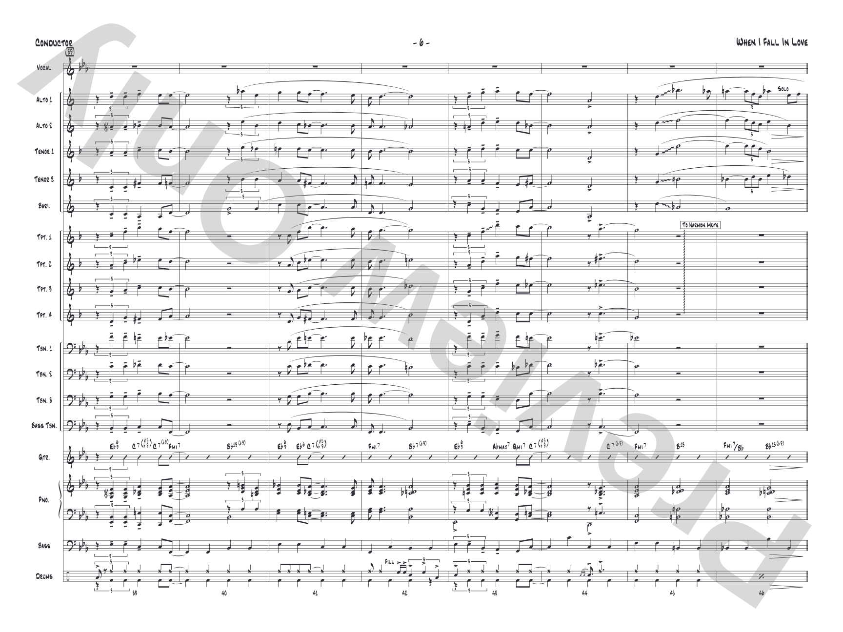 When I Fall in Love: Score