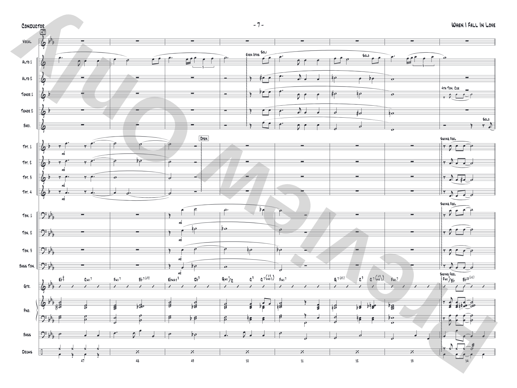 When I Fall in Love: Score