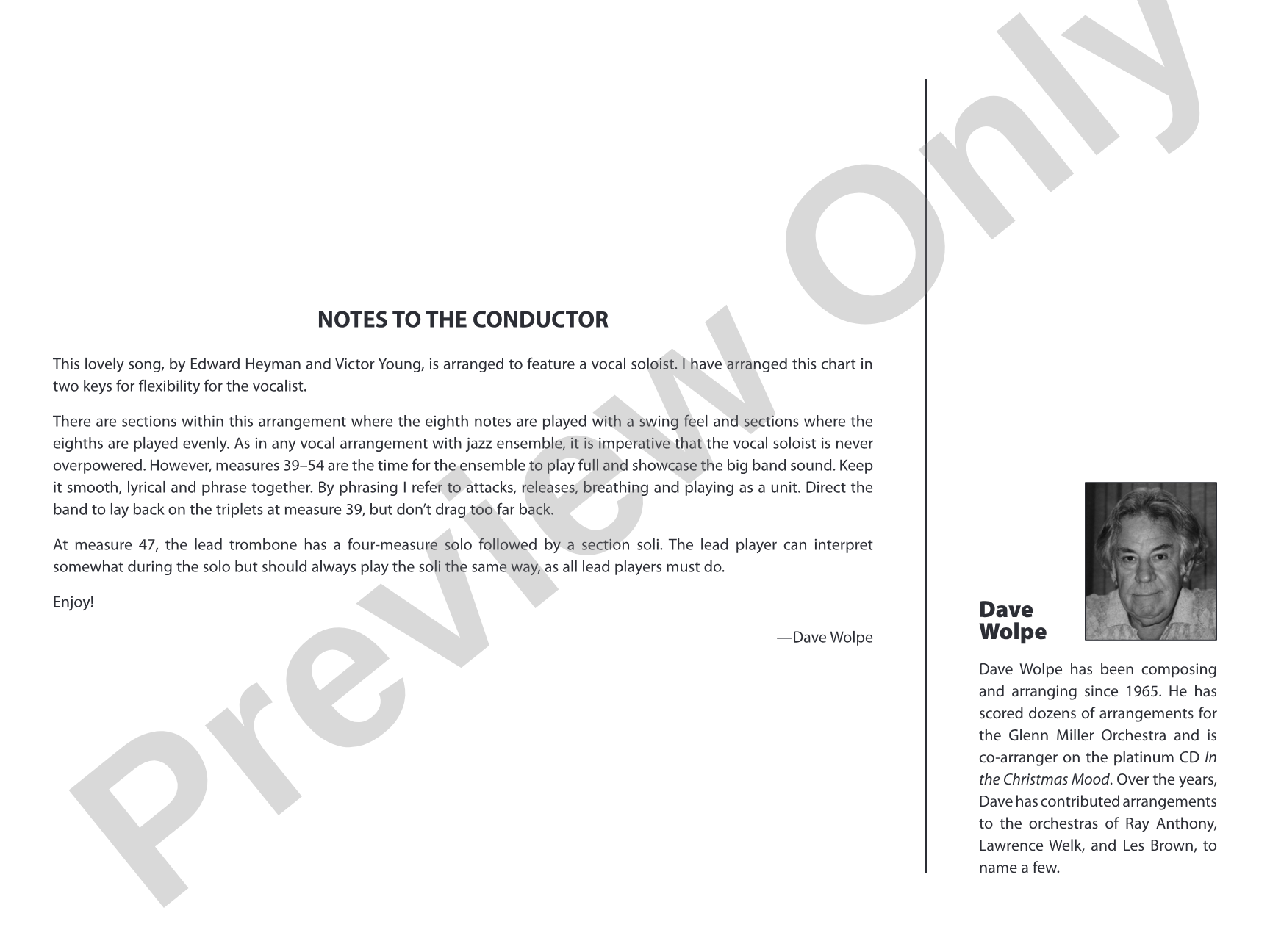 When I Fall in Love: Score