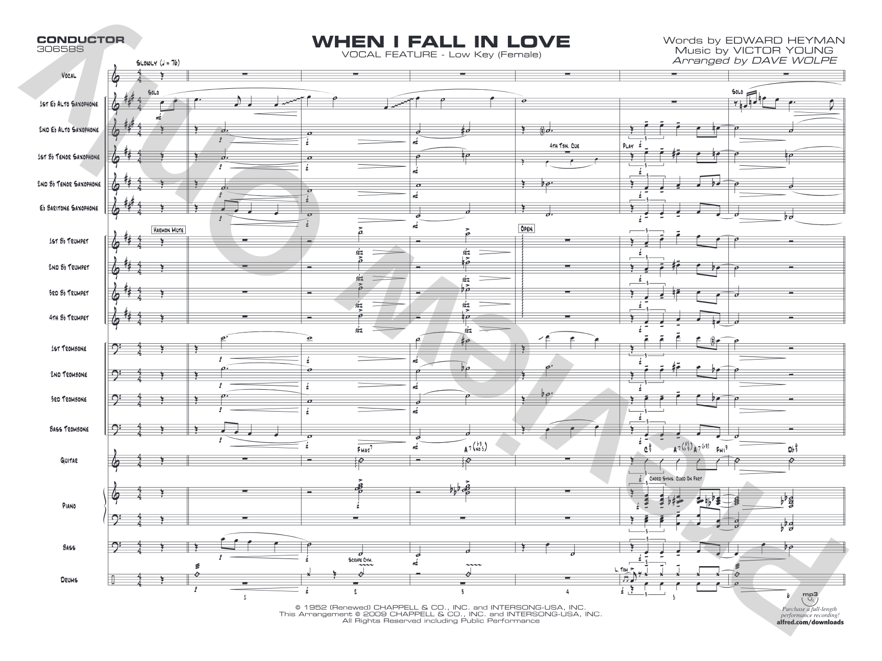 When I Fall in Love: Score