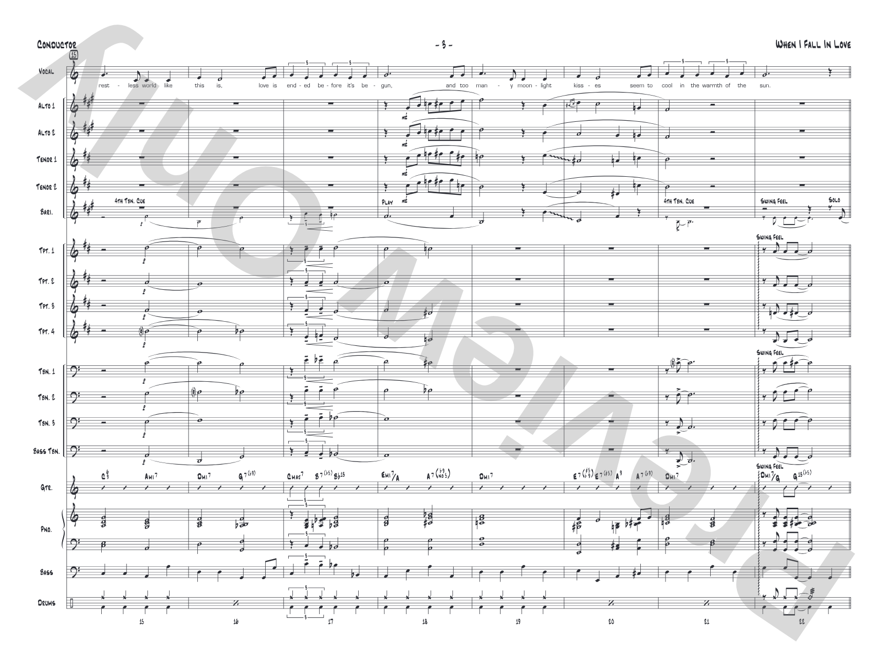 When I Fall in Love: Score