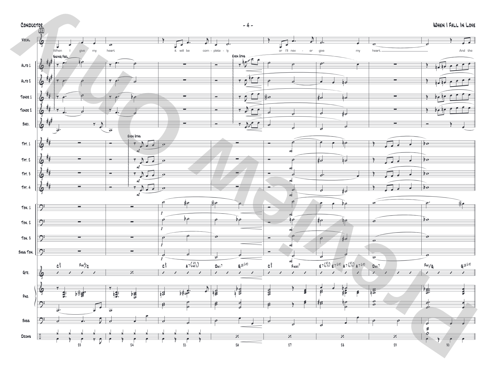 When I Fall in Love: Score