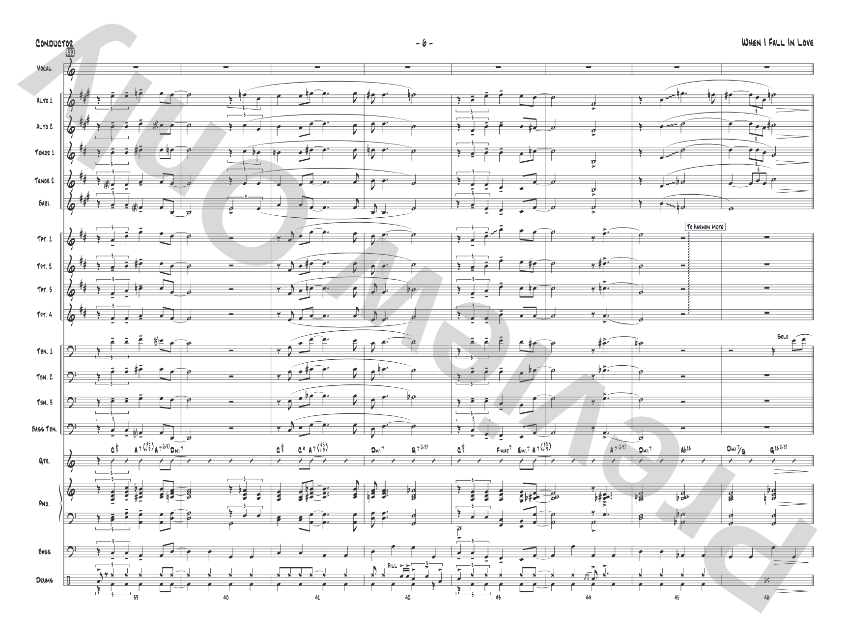 When I Fall in Love: Score