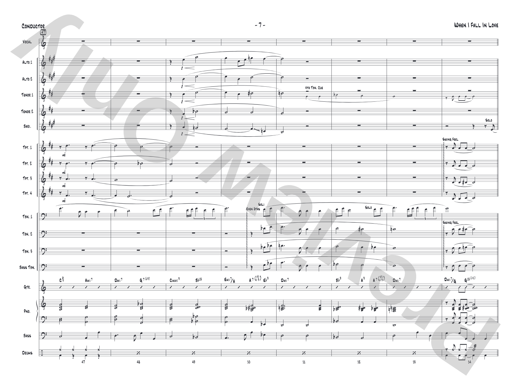 When I Fall in Love: Score