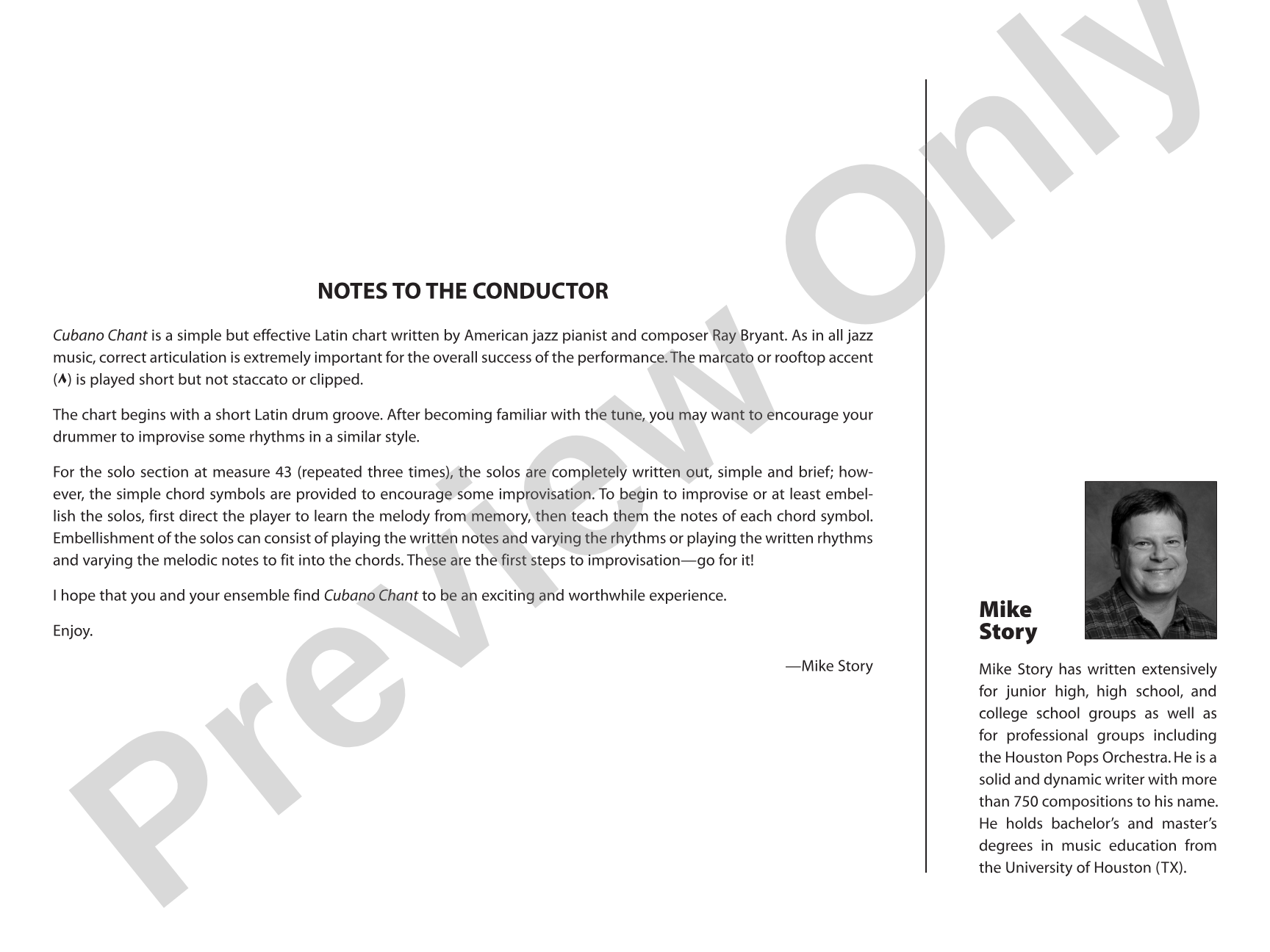 Cubano Chant: Jazz Ensemble Conductor Score & Parts