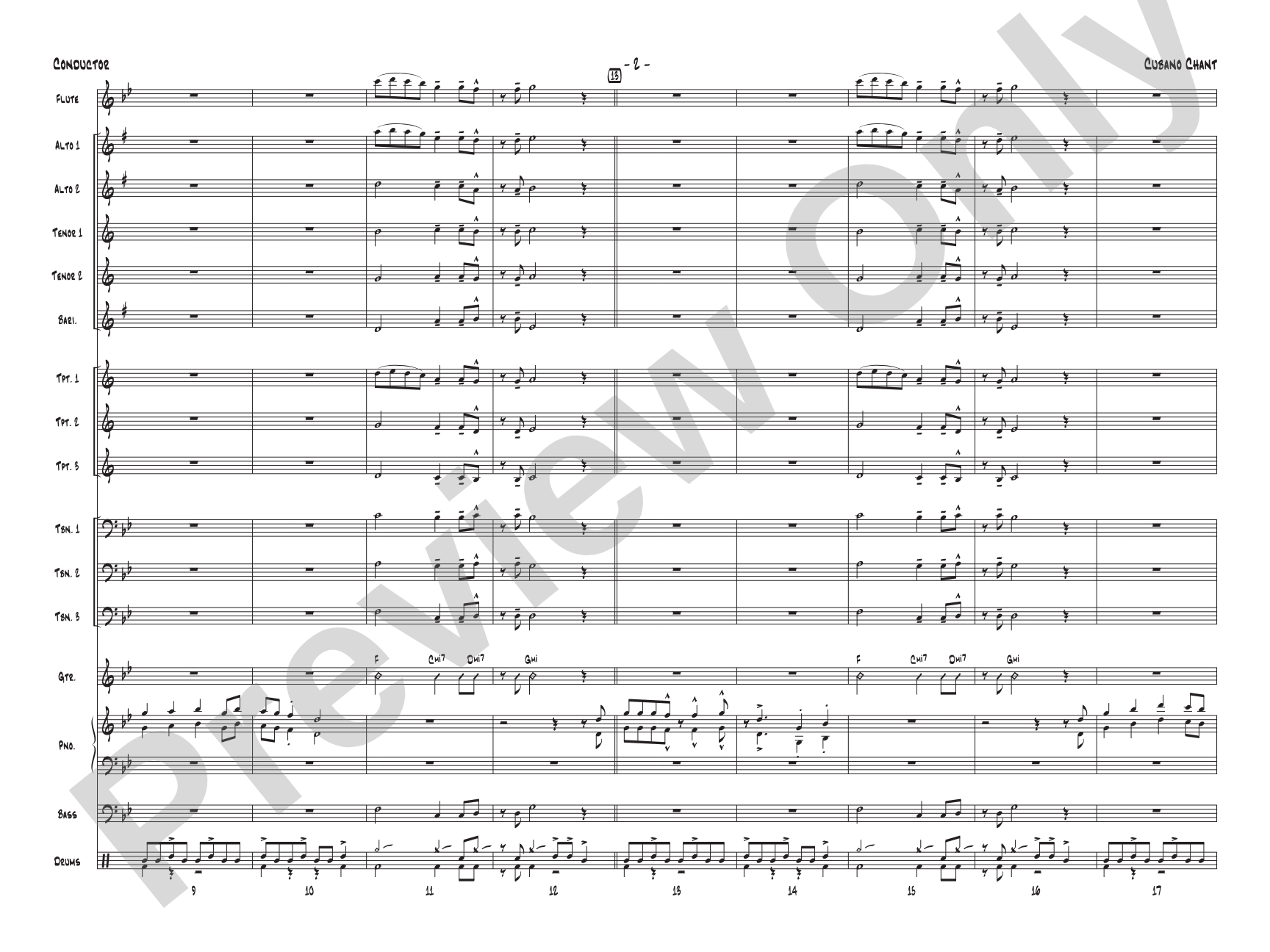 Cubano Chant: Jazz Ensemble Conductor Score & Parts