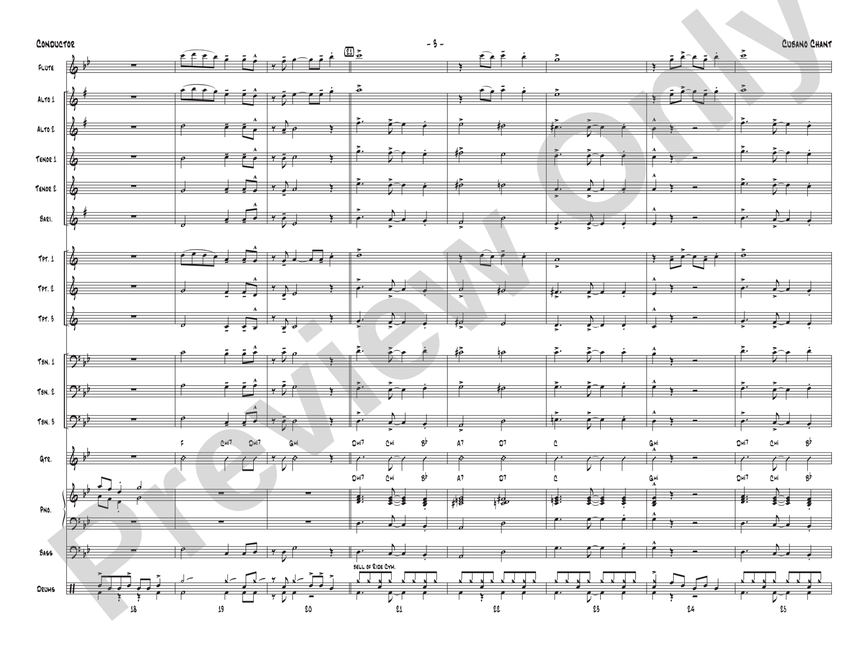 Cubano Chant: Jazz Ensemble Conductor Score & Parts
