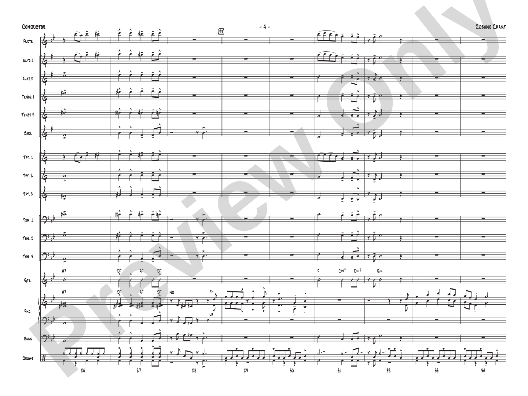 Cubano Chant: Jazz Ensemble Conductor Score & Parts