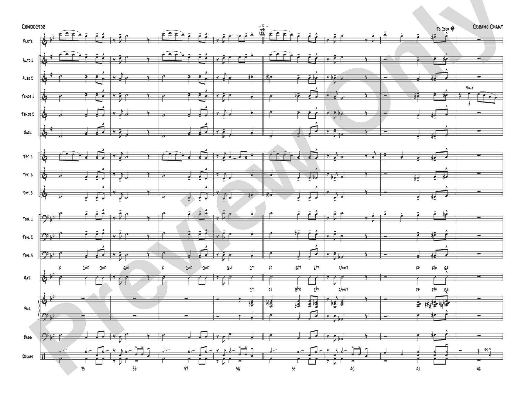 Cubano Chant: Jazz Ensemble Conductor Score & Parts