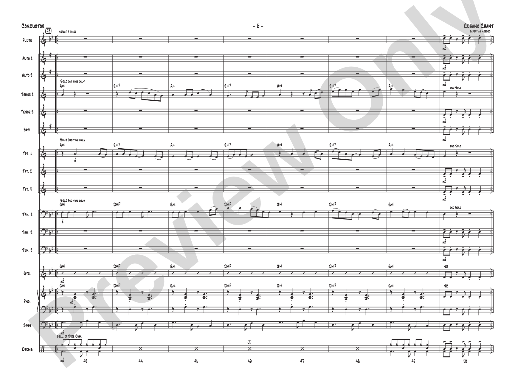 Cubano Chant: Jazz Ensemble Conductor Score & Parts