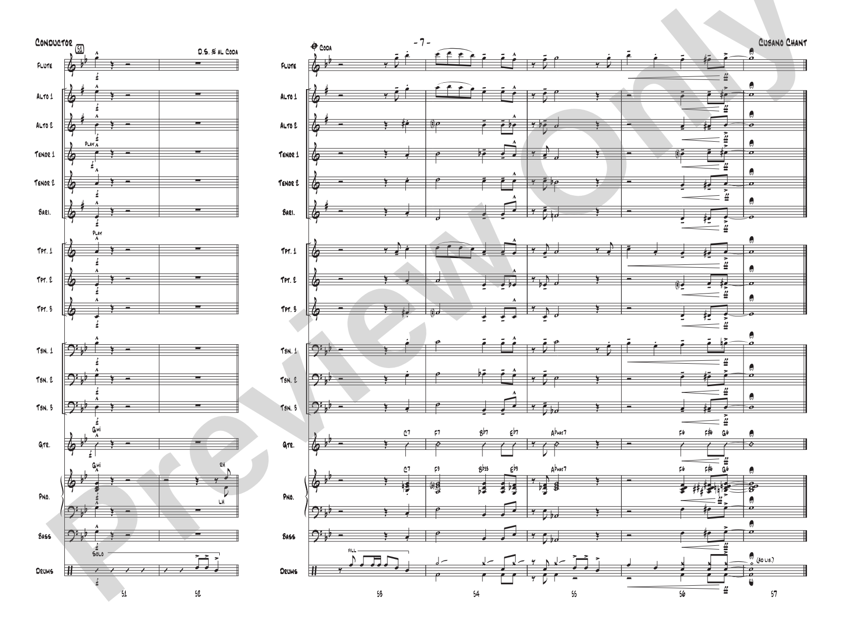 Cubano Chant: Jazz Ensemble Conductor Score & Parts