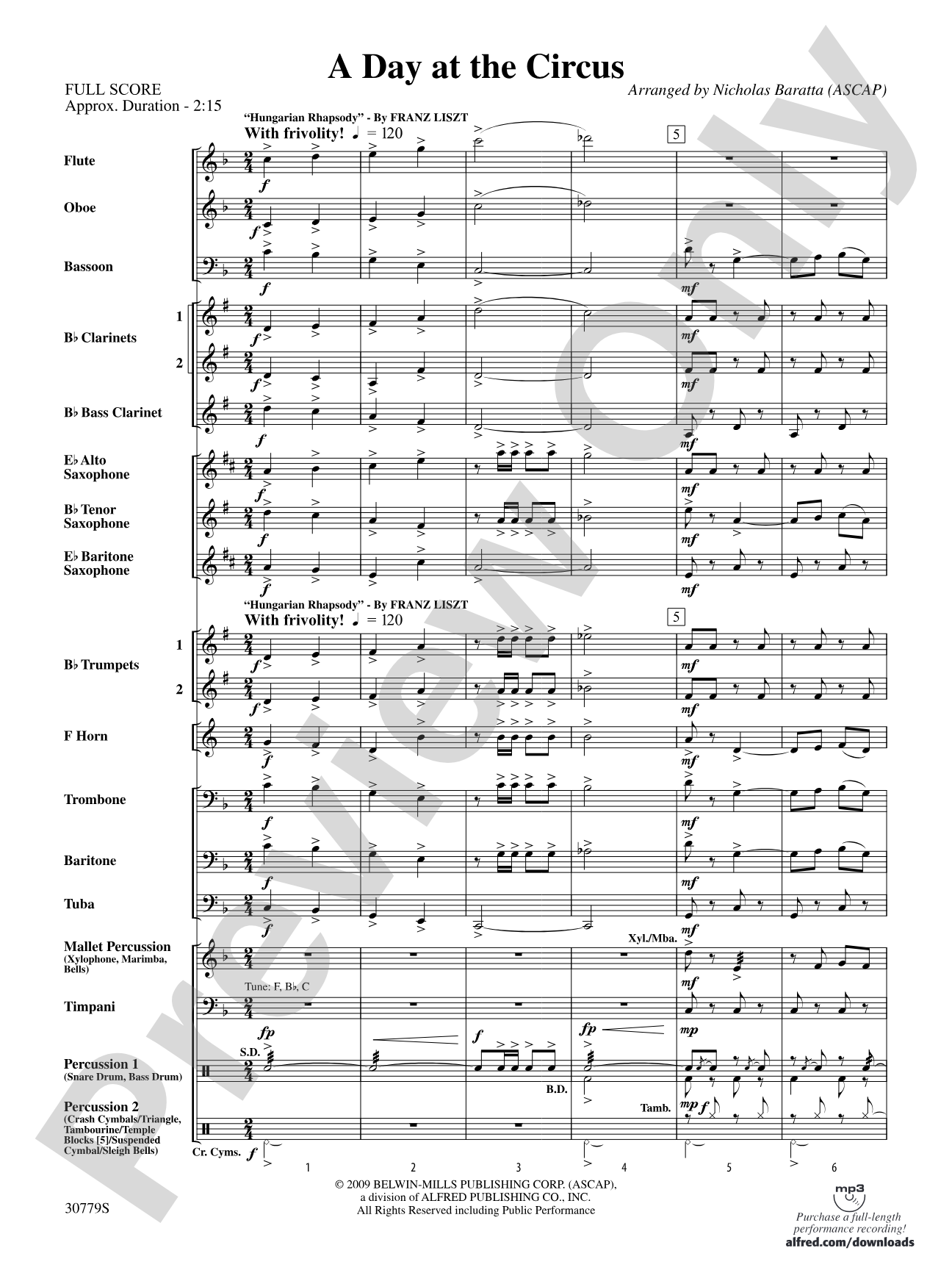 A Day at the Circus: Concert Band Conductor Score & Parts