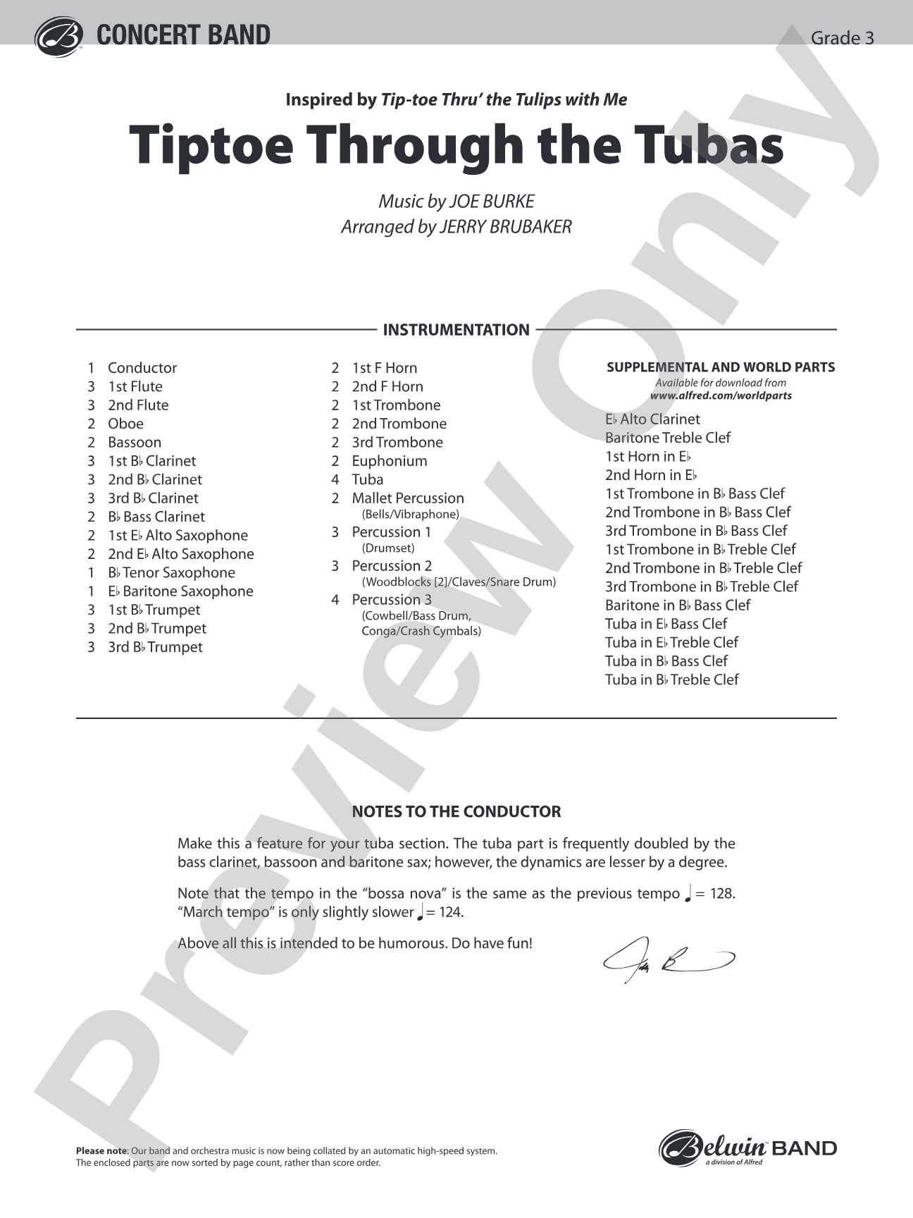 Tiptoe Through the Tubas: Score