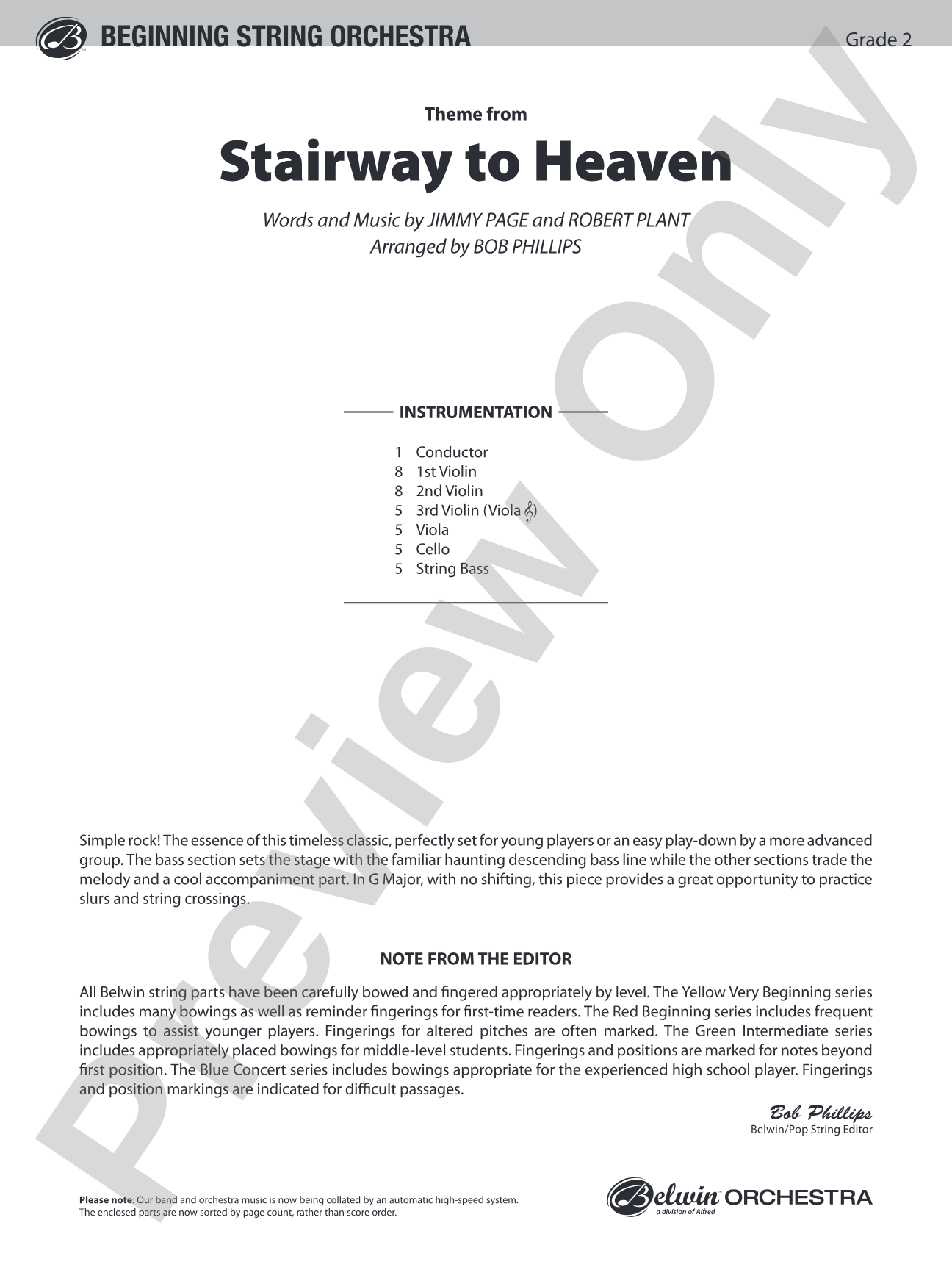 Stairway to Heaven, Theme from: Score