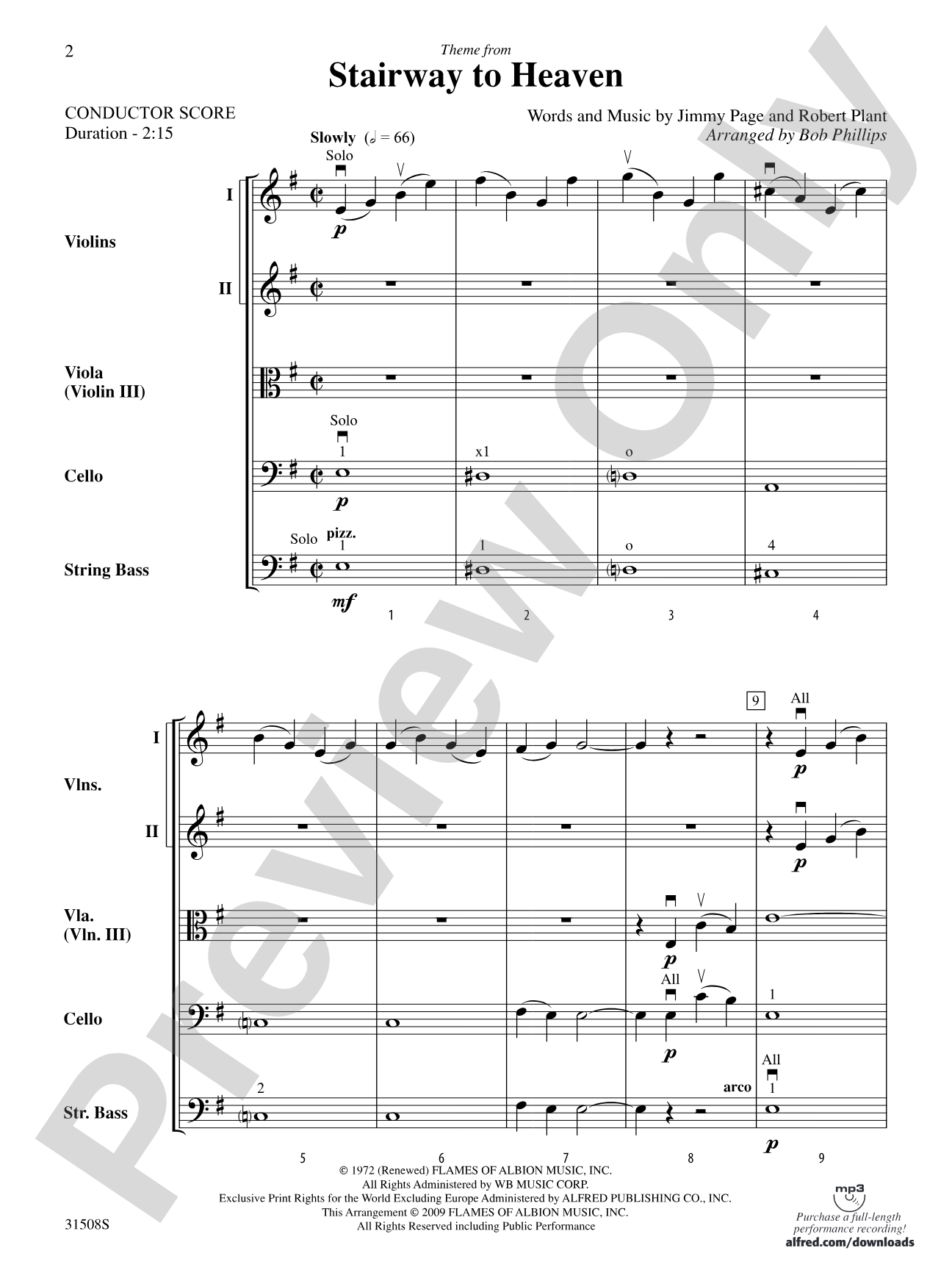 Stairway to Heaven, Theme from: Score