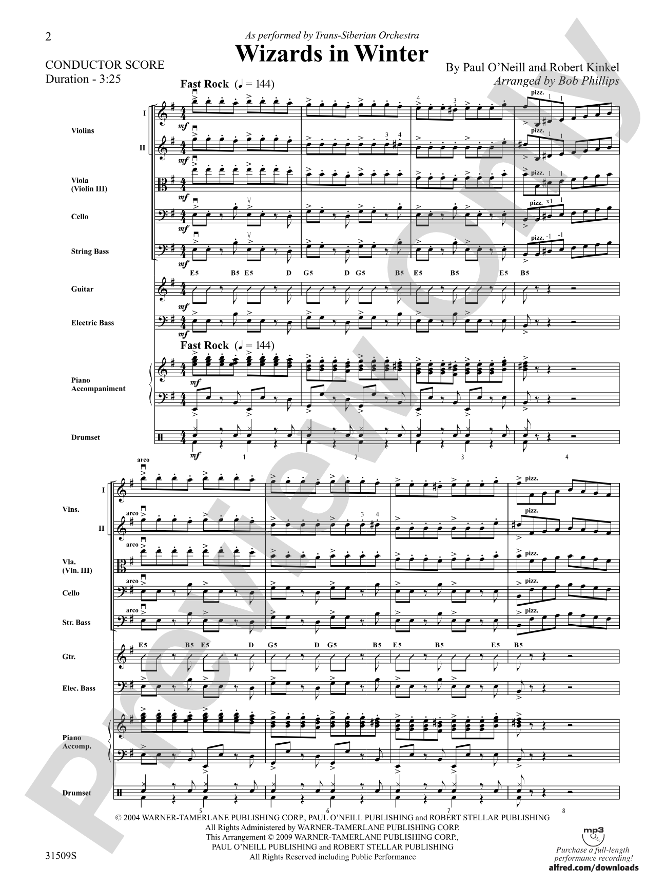 Wizards in Winter: String Orchestra Conductor Score & Parts