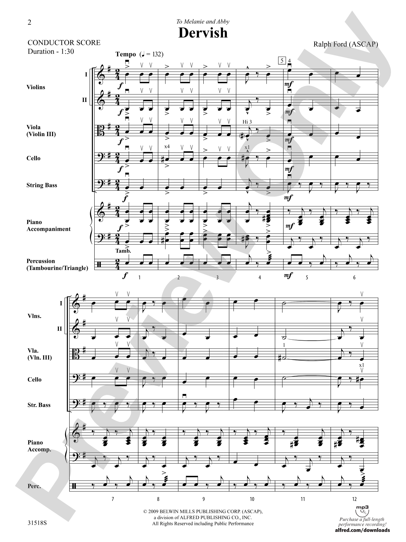 Dervish: String Orchestra Conductor Score & Parts