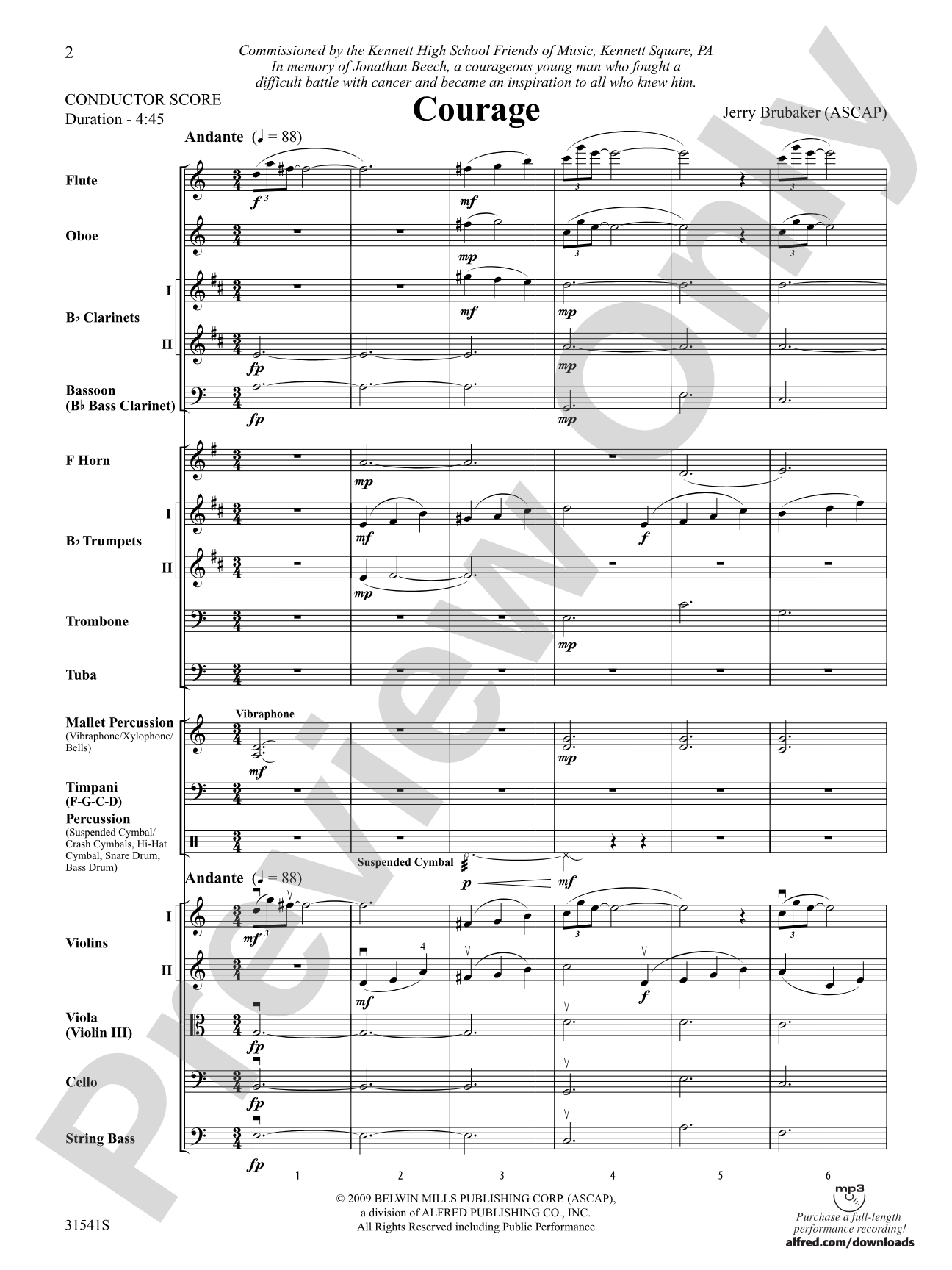 Courage: Full Orchestra Conductor Score & Parts