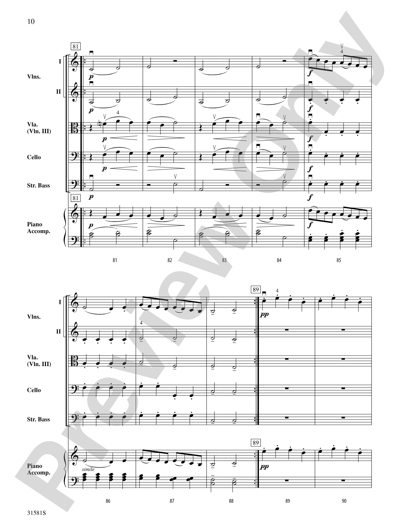 Rondo Presto (from String Quartet K. 157): Score