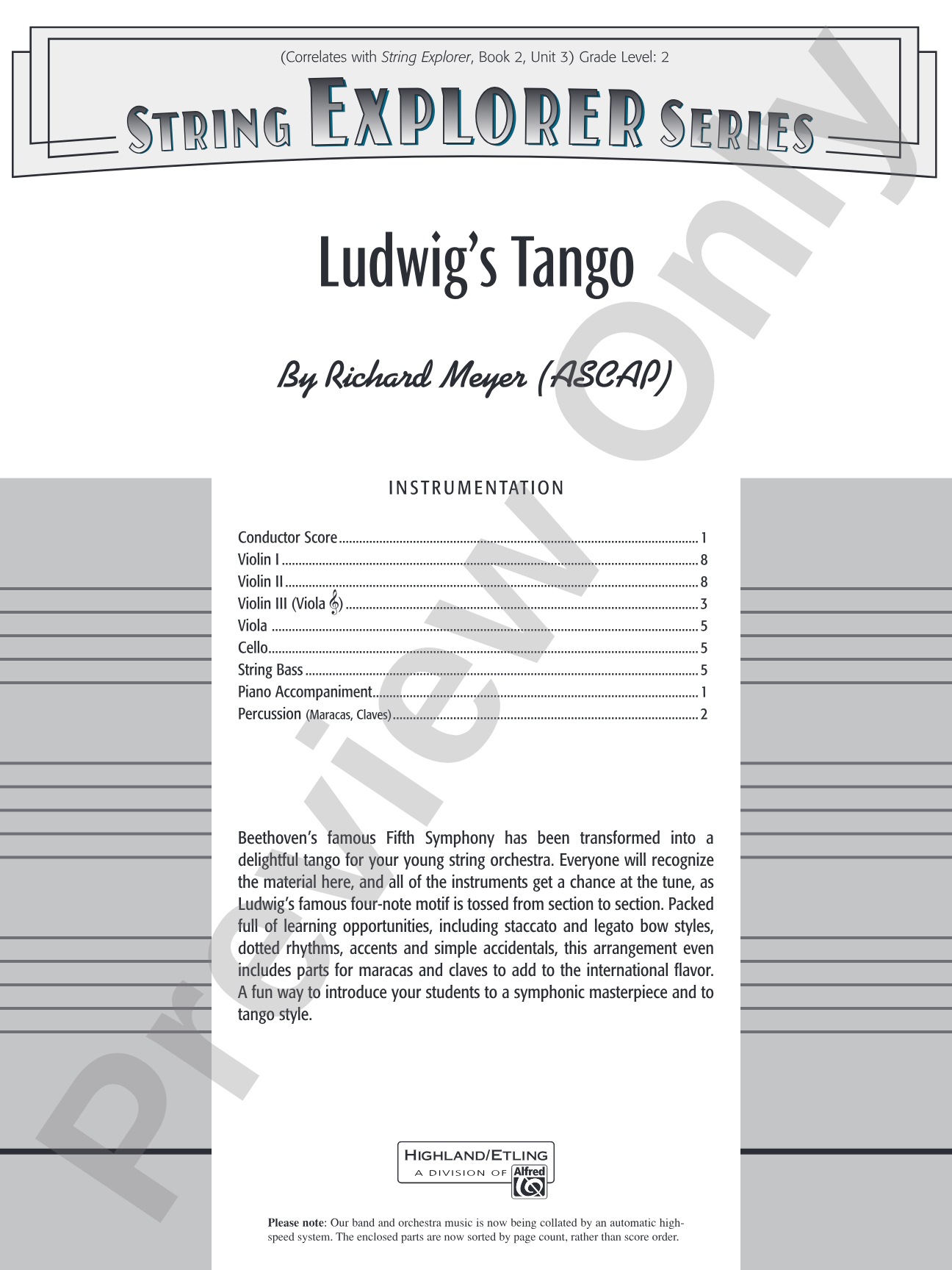 Ludwig's Tango: Score