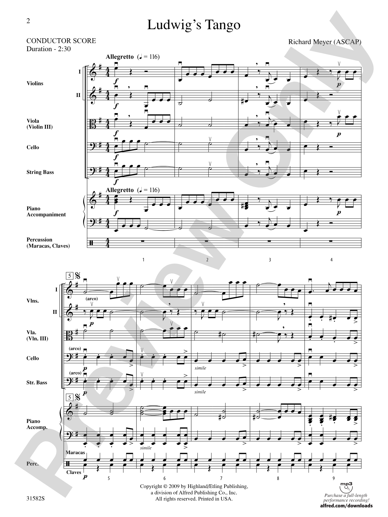 Ludwig's Tango: Score