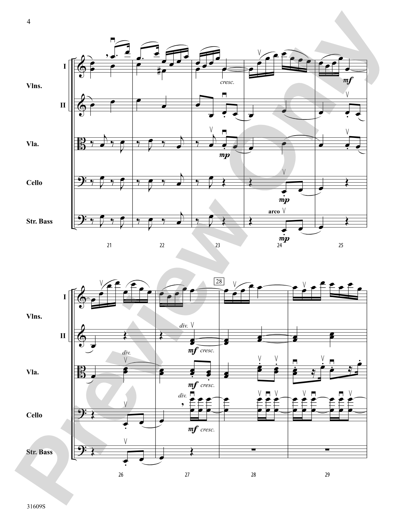 Allegro Giocoso (From Symphony No. 4): String Orchestra Conductor Score & Parts